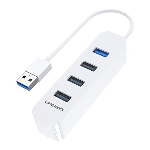 Upgrow USB 3.0 Hub 4-Port USB Hub with 5 Gbps USB Splitter for Laptop MacBook, Mac Pro, Mac Mini, iMac, Surface Pro, XPS, PC, Flash Drive, Mobile HDD-White Cover