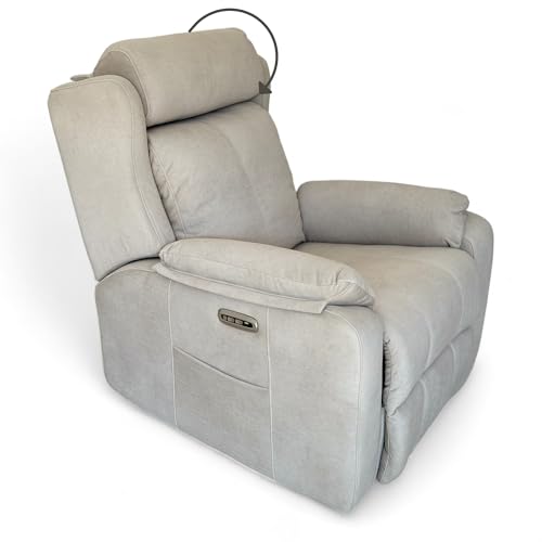 Genérico Sillon Relax Reclinable Eléctrico, Gravedad Cero | con Cabezal Eléctrico, Desenfundable, Espuma Suave, Puerto USB | Madera de Pino | para el Salon | Silla Sofa | Sillones Modernos | Beige