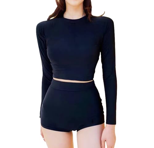 Teen Girls Swimsuit Long Sleeve Rash Guard Swimwear with UPF50+ Bathing Suits Set with Paddings（7-16Years）