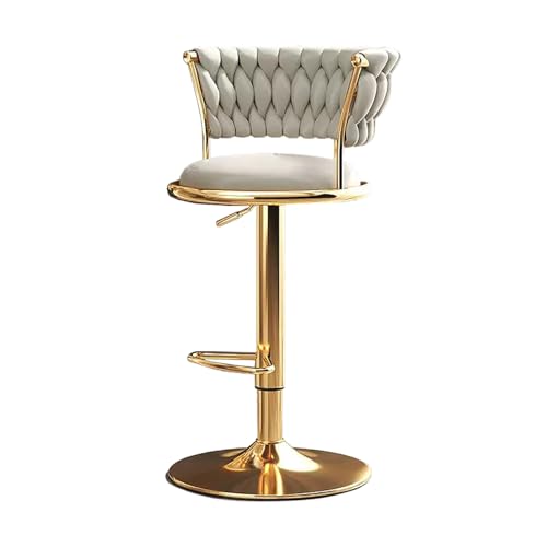 Tabouret de bar réglable velours pivotant et base dorée - 2