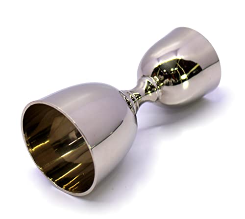 Image of eSplanade Brass Liquor Peg Measuring Glass Jigger Bar Tool - Double Sided - 30 and 60 ml - Silver