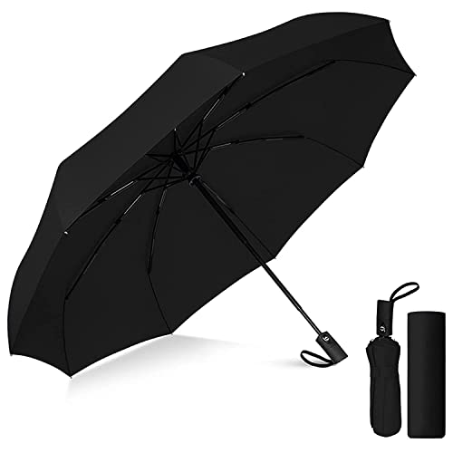 the ico Umbrella Auto Open-Close Umbrella for Women, Men, Uv Protection, Umbrella for Car and Outdoor Use, 3 Fold Umbrella (black)