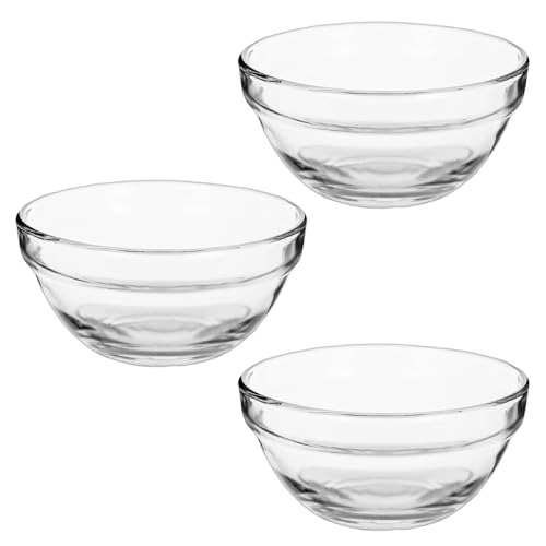 TWO TIGERS Bol de Cristal Redondo en Pack de 3 unidades. Cuenco Versátil para Cocina, Perfecto para Servir Ensaladas, Sopas y Postres. (14 cm)