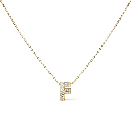 10K Yellow Gold Diamond Accent "F" Initial Bubble Pendant Necklace