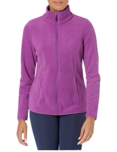 Amazon Essentials Chaqueta de forro polar suave con cremallera completa y corte clásico (disponible en tallas grandes) Mujer, Morado, XL Grande