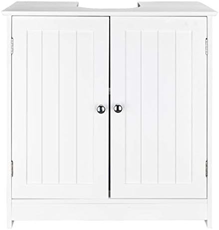 Sink Storage Vanity with 2 Doors, Standing Storage Cabinet Space Saver Organizer 23.6 x 11.4 x 23.6 (White)