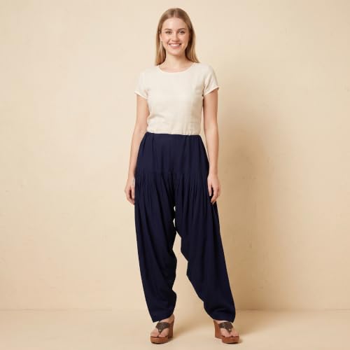 Image of FASHION GALLERY Women's Rayon Relaxed Fit Patiala Salwar with Full Length Drawstring Closure Type and Flexible Waist | Patiala Pant for Woman Free Size Fit Upto XXL