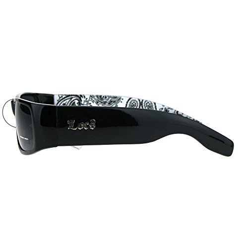 Locs Sunglasses Mens Black Rectangular Frame Paisley Bandanna Print4