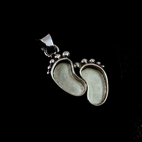 Miniatura 9 de 925 Sterling Silver Baby Foot Shape Pendant Blank Bezel Setting For Pour Resin,Breastmilk Jewelry,Keepsake Jewelry, Baby Feet Jewelry