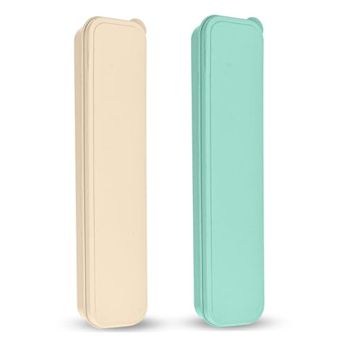HMDZMR Travel Cutlery Case Portable Utensil Holder Large Travel Silverware Case Flatware Storage Box Camping Utensils Cutlery Cases for Fork Spoon Chopsticks Lunch Box 9.6 x 2.1 inches (Beige Green)