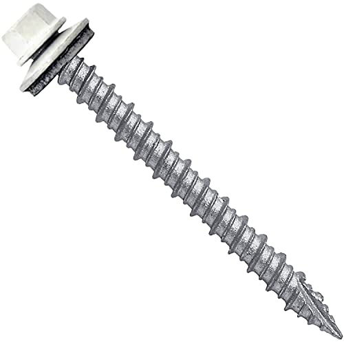 Vis de toit en métal os blanc 10x2 pouces à tête hexagonale pour tôle et bois x250