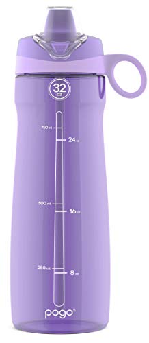 Image of Pogo Plastic Water Bottle with Chug Lid and Carry Handle, Reusable, BPA Free, Dishwasher Safe, Perfect for Travel, School, Outdoors, and Gym, 18oz 32oz 40oz 64oz