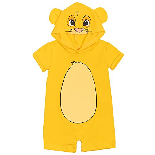 Disney Lion King Simba Baby Boys Hooded Costume Short Sleeve Romper Yellow 6-9 Months