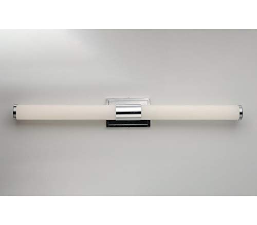 Image of Maxim Lighting Optic 36 inch 2-Light Bath Vanity Light | Polished Chrome Aluminum Finish | White Glass Shade | Transitional Indoor Light Fixture | Ideal for Bathrooms & Powder Rooms | 52117WTPC