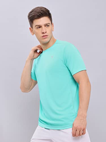 Image of TECHNOSPORT Men's Slim Fit Polyester Activewear Sports T-Shirt with Moisture-Wicking Comfort for Workout, Running & Gym