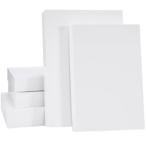 SUNCOLOR 5 Pack White Gift Boxes with Lids Assorted Sizes(3 Boxes 14 2 Boxes 16) Strong Cardboard Shirt Boxes for Christmas Birthdays Weddings & Presents