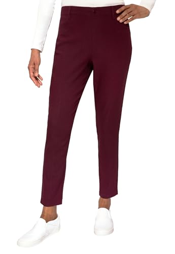 Mario Serrani Women's Textured Pull On Pants (Burgundy, Small)