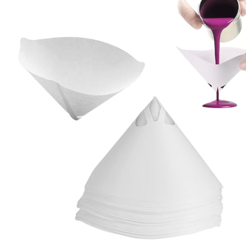mkemka 50 Stück Lacksiebe Filterkegel Papiertrichter Einweg Farbe Papier Siebe Papier Lackfilter Nylon Konisches Papier Filter für Autolack und Filtern Farbe