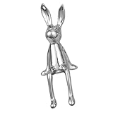 TOYANDONA Estatuilla de Conejo de Plateada Diseño Artístico Sentado Adorno Decorativo para Hogar Oficina Hotel y Fiestas Figura Compacta y Elegante para Mesa