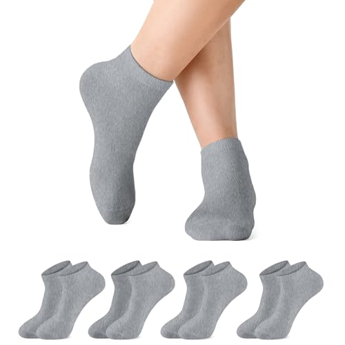 Stanpetix Ankle Socks for Women Low Cut Womens Socks 4 Pairs (Grey One Size)