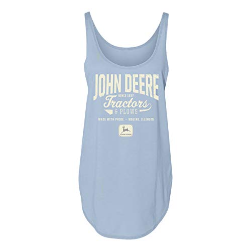 John Deere Women's JD Tractors Scoop Neck Tank Top-Light Blue-M