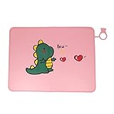 Gemseek Heat Resistant Silicone Kids Placemats, Washable Cute Pink Dining Table Place Mat for Toddle