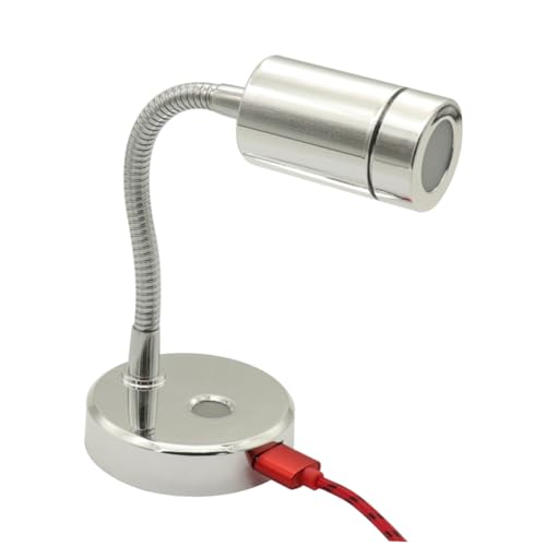 Veemoon Silver USB Rechargeable LED Reading Light for RV 10-30V Multifunctional Lamp with Touch Switch Practical Lighting Tool for Daily Use
