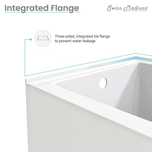 Image of Swiss Madison Well Made Forever SM-AB580, Virage 60 inch x 30 inch Left-Hand Drain Alcove Bathtub with Apron , White