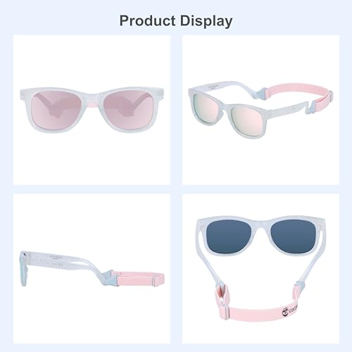 Image of COCOSAND Flexible Polarized Baby Sunglasses with Strap | UV Protection, Bendable, For Toddler Infant Newborn Girl Boy, Age 0-24 Months