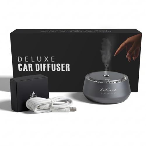 Smart Car Diffuser with 20ML Scent Oil Included - Car Air Freshener - Aromatherapy Diffuser - Portable Compact Cordless and Quiet Device - Deluxe Car Diffuser Luxscent Collection