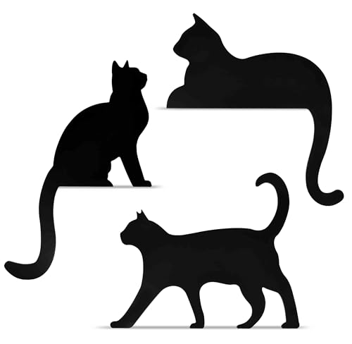 3 Piece Wooden Black Cat Halloween Decor Cutout Cats Silhouette Wood...