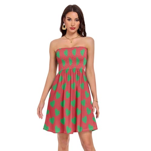 Robe de plage imprimé cœurs verts au drapé fluide et sophistiqué