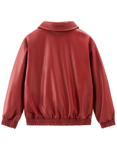Noomelfish Girls Faux Leather Jackets Kids Motorcycle Bomber Coats Fall Outfits Winter Clothes(5-14 Years)3