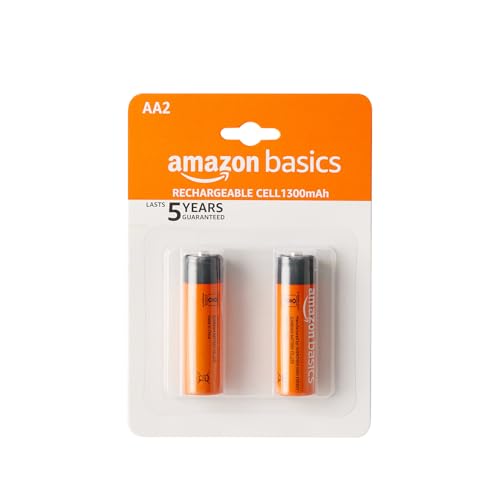 Image of Amazon Basics AA Rechargeable Batteries | 1300 mAh with 1.2 V Power| Ni-MH Batteries (Pack of 2)