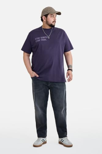 Image of SNITCH Men Plus Size T-Shirt | Stay Simple Stay True Graphic Print & Crew Neck | 100% Breathable Cotton Regular Fit Pullover | Casual Urban Style Minimalist Streetwear Top