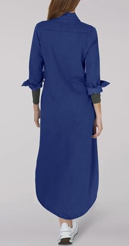 Kuraki Women's Casual Print Button Front Maxi Shirt Dress2