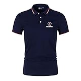 Herren T-Shirt Polos für Scania Print Lässige T-Shirts Motorrad Poloshirt Jersey Kurzarm Sommer Sport T-Shirts(Color:Navy Blue,Size:X-Large)