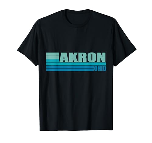 Azul Retro Vintage Akron Ohio OH Local City Town Area Camiseta