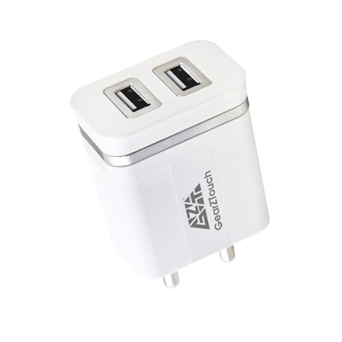 Image of GEARZTOUCH 16W Quick Charge Travel Charger 3.1A Dual Port Fast Mobile Charger with USB to Type C Cable Compatible with All Smartphones- Samsung, Realme, Redmi, Oppo,Vivo (White)