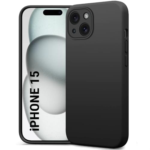 Image of TheGiftKart Liquid Silicone Back Cover Case for iPhone 15 | Soft Micro-Fibre Lining Inside | Camera & Screen Protection | Shockproof Back Cover for iPhone 15 (Silicone, Rich Black)