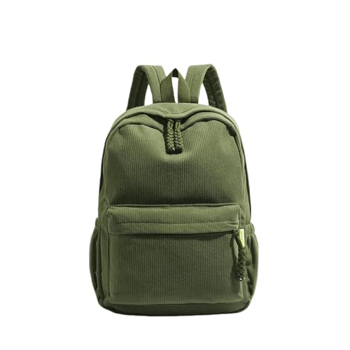 SHAIBR Backpack Corduroy Backpack,large Capacity School Bag With Adjustable Shoulder Straps, Suitable For School,travel, Daily Commuting-dark Green