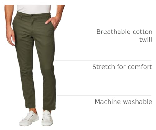 Amazon Essentials Men's Slim-Fit All-Day Stretch Casual Chino Pant, Olive, 34W x 29L by Amazon Essentials - Used condition - Image 3