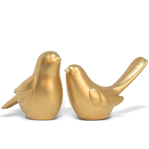 2 Stück Vögel Gold Figur Skulpturen Statuen Dekofigur deko Tisch, Weihnachten Vögel Weihnachtsdeko tischdeko