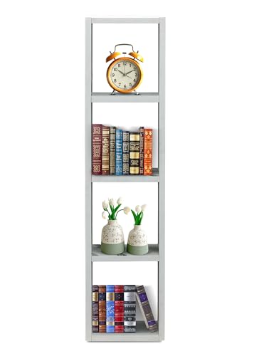 Image of SBF Furniture Tree Bookshelf Floor Standing Bookcase Free Standing Multipurpose Storage Rack for Books Magazines Organizer Showcase DIY (New MINI GHODO - White, New MINI GHODO)