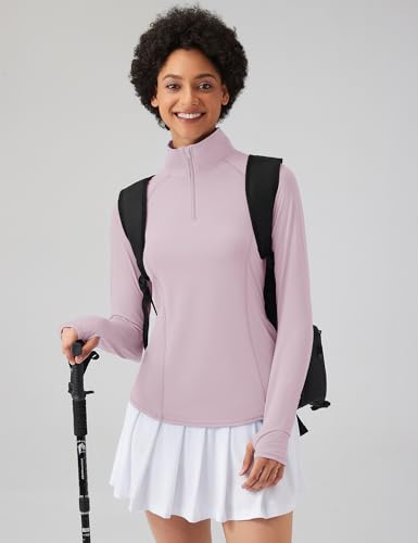 Image of LOMON Women Long Sleeve Shirts Sun Protection 1 /4 Zip Summer Quick Dry Hiking Shirts Quarter Zip Pullover for Women