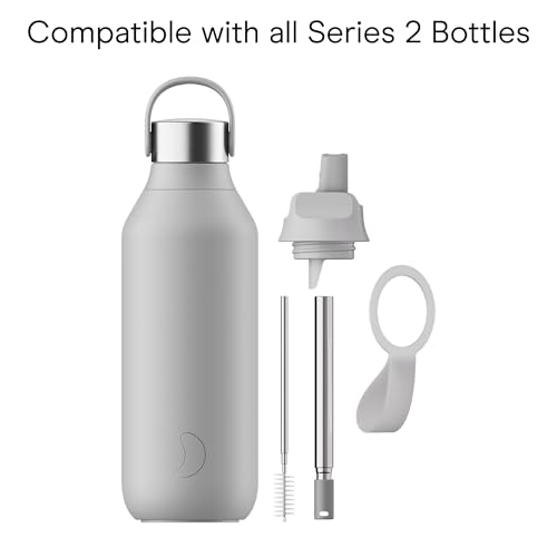 Chilly's Series 2 Sports Flip Lid with Telescoping Straw and Nylon Carry Loop - Effortless Flip Lid, Straw Cleaner Included - Accessory for Series 2 Water Bottles - Granite Grey - Image 2