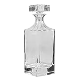 Large Clear Glass 900ml Square Decanter Carafe Jug Whisky Gift with Flat Top Stopper Wedding Anniversary Glassware Gift (DH80)