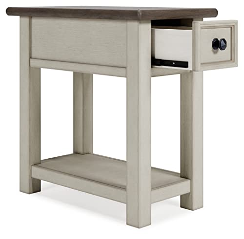 Signature Design By Ashley Bolanburg Farmhouse Chair Side End Table, Light Brown & Whitewash #TOP2