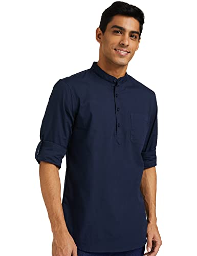Amazon Brand – Symbol Men’s Solid Regular Casual Shirt (AZ-SY-RM-06_KrtPlkt_Navy Large)