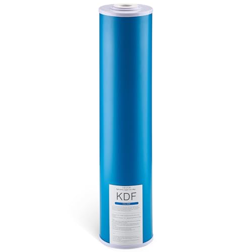 VEVOR KDF Whole House Water Filter 20 x 4.5 Inch Universal Fit Cartridge 100 000 Gal Capacity Coconut Shell GAC + Copper Zinc Alloy Reduces Heavy Metals Chlorine Bad Taste & Odor